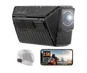 Mio MiVue MP30 Motorrad Dashcam Vorne Hinten, Kabellos, IP67, 2.5K HDR | 4,5 Std. Akku, GPS, WiFi, 60fps, App-Steuerung, Helmmontage, 3 Jahre Garantie