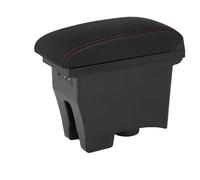 Mittelarmlehne Für VW POLO Mk5 6R 2012-2018 Auto Armlehne Box Lagerung Box Auto Mittelkonsole Armlehne Box(B Black red Corium)