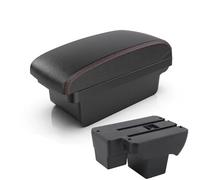 Mittelarmlehnen-Umbau Für VW Für Polo 2020-2024 Zweilagiges Staufach Mittelkonsole Schwarz Armlehnenzubehör(A red line)