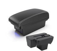 Mittelarmlehnen-Umbau Für VW Für Polo 2020-2024 Zweilagiges Staufach Mittelkonsole Schwarz Armlehnenzubehör(B white line)