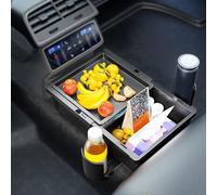 Mittelkonsole Aufbewahrungsbox für Skoda Combi Enyaq Fabia iV Scout, Verstellbares Auto Organizer Tray für Armlehne/Rücksitz/Rückenlehne, mit 2 Getränkehaltern