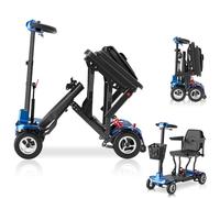 Mobilitätsroller für Erwachsene, Senioren - 17 kg, ultraleicht, zusammenklappbar, Mobilitätsroller für Senioren, Flughafen genehmigt, All-Terrain 4-Rad-Motorroller für Reisen, 125 kg Kapazität, Blau