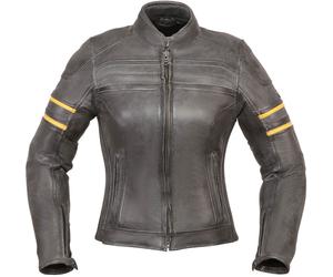 Modeka Iona Damen Motorrad Lederjacke, schwarz-gelb, Größe 44