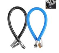 MOKIDO 2 Stück Reifenfüller Schlauch 36.5cm, Reifenfüllschlauch 12.5mm Ersatzschlauch für Luftpumpe, Autoventil Hebelstecker Adapter, Leckagefreier Ventilschlauch (Schwarz+Blau)
