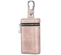 MOLSHINE Keyless Go Schutz Autoschlüssel Faraday Tasche Autoschlüssel Auto-RFID-Signalblockierender Schlüsselbundschutz Diebstahlschutzbox aus Universal Leder (Rosa)