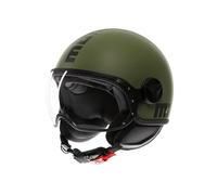 Momodesign FGTR Classic E2206 Jethelm, offener Motorradhelm und Scooter, für Damen und Herren, militärgrün/schwarz, Größe L