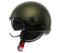 MOMODESIGN FGTR EVO E2206 Jethelm mit Sonnenvisier, offener Motorradhelm für Motorrad und Roller, für Damen und Herren, Mattgrün/Schwarz, L