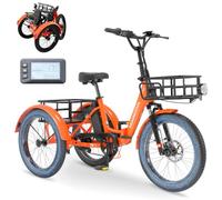 MOONCOOL Elektro Dreirad Erwachsene, Klappbar 20" E-Bike Fatbike mit Großen Körbe, Geschwindigkeit 25 km/h, 36V 20AH Akku & 250W Motor 45 Nm, 3 Fahrmodi E-Trike für Herren Damen