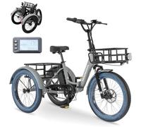 MOONCOOL Elektro Dreirad Erwachsene, Klappbar 20" E-Bike Fatbike mit Großen Körbe, Geschwindigkeit 25 km/h, 36V 20AH Akku & 250W Motor 45 Nm, 3 Fahrmodi E-Trike für Herren Damen