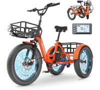 MOONCOOL Elektro Dreirad Erwachsene, Klappbares E-Trike,80/145Km Reichweite | Zu 95% vormontiert, 36V 20Ah Akku & 250W Motor, bis 25 Km/h, 20×3 Zoll Reifen, Hinterachsdifferential, bis 204 kg, 3 Fahrmodi