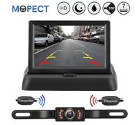 MOPECT Rückfahrkamera KennzeichenHalter Funk Kabellos Mit 4.3'' Klappbar Monitor