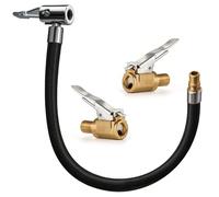 MOPUBZO Ventilverlängerung Set mit 20cm Reifenfüller Schlauch und 2 Stück 8mm Autoventil Hebelstecker Air Chuck für Auto, Fahrrad, Motorrad und Kompressor, Messing Autoventil Adapter