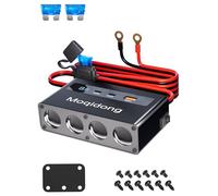 Moqidong 12V/24V KFZ Verteiler mit 15A Sicherung, 4-Fach 12V Steckdose 30W PDx2 & QC3.0 USB Metallgehäuse, Adapter Zigarettenanzünder Steckdose, 2M 2.5mm² 12 Volt Verlängerung für Auto/Wohnmobil/Boot
