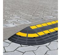 MORION Bordstein-Rampe Gummi, Abschlusselement, 300x300x100mm, schwarz, gelb reflektierend, bis 40 t
