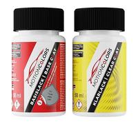 MOTIONCOLORS Karbonsilber Metallic/Shiny Grey Metallic H05 / 195 für Opel Autolack Lackstift Set Basislack und Klarlack je 50ml