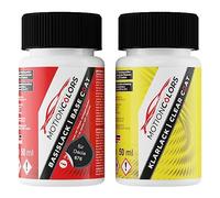 MOTIONCOLORS Noir Nacre/Perlmutt-Schwarz Metallic 676 für Dacia Autolack Lackstift Set Basislack und Klarlack je 50ml