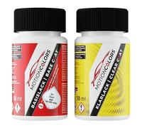 MOTIONCOLORS Schneeweiss/Arctic White 40R / GAZ 09T KVC für Opel Autolack Lackstift Set Basislack und Klarlack je 50ml