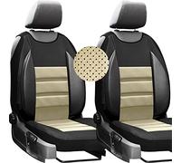 moto-MOLTICO Autositzbezüge - Autositzschoner Universalgröße - Sitzauflage Auto - Ökologisches Leder - Sitzbezug Vordersitze - Matte für Sitze - Schonbezug Autositz Vorne - Beige