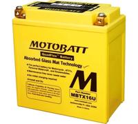 MOTOBATT - Motorradbatterie AGM MBTX16U | 12V 19.0Ah 245CCA | Versiegelt & Werksaktiviert | Kompatibel mit YTX16, YTX16-BS, u.a. | Kompatibel mit Honda, Yamaha, Kawasaki, Suzuki, BMW u.a.