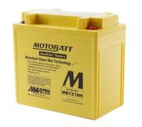 MOTOBATT - Motorradbatterie AGM MBYZ16H | 12V 16.5Ah 240CCA | Versiegelt & Werksaktiviert | Kompatibel mit YTX14, YTX14BS, u.a. | Kompatibel mit Honda, Yamaha, Kawasaki, Suzuki, BMW u.a.