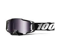 Motocrossbrille 100% ARMEGA schwarz (silbernes Plexiglas)