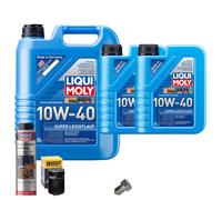 Motoröl 10W40 LIQUI MOLY 7L+HENGST Ölfilter+Ölschlammspülung+Ölablassschraube