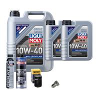 Motoröl 10W40 LIQUI MOLY 7L+HENGST Ölfilter+Spülung+Cera Tec+Ölablassschraube