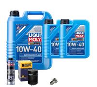 Motoröl 10W40 LIQUI MOLY 7L+HENGST Ölfilter+Spülung+Ölablassschraube