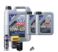 Motoröl 10W40 LIQUI MOLY 7L+HENGST Ölfilter+Spülung+Ölablassschraube