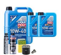 Motoröl 10W40 LIQUI MOLY 7L+MANN Ölfilter+Spülung+Cera Tec+Ölablassschraube