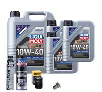 Motoröl 10W40 LIQUI MOLY 8L+HENGST Ölfilter+Spülung+Cera Tec+Ölablassschraube