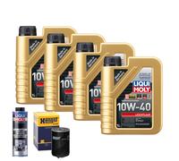 Motoröl 10W40 LIQUI MOLY Leichtlauf 4L+HENGST Ölfilter +Spülung