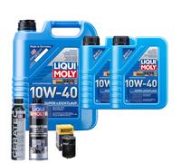 Motoröl 10W40 LIQUI MOLY Super Leichtlauf 7L+HENGST Ölfilter +Spülung +Cera Tec