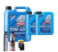 Motoröl 10W40 LIQUI MOLY Super Leichtlauf 7L+HENGST Ölfilter +Spülung +Cera Tec