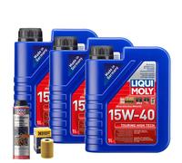 Motoröl 15W40 LIQUI MOLY Touring High Tech 3L+HENGST Ölfilter +Ölschlammspülung