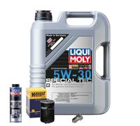 Motoröl 5W30 LIQUI MOLY 5L+HENGST Ölfilter+Spülung+Ölablassschraube