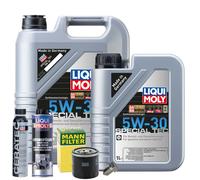 Motoröl 5W30 LIQUI MOLY 6L+MANN Ölfilter+Spülung+Cera Tec+Ölablassschraube