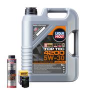Motoröl 5W30 LIQUI MOLY Top Tec4200 5L+HENGST Ölfilter +Ölschlammspülung