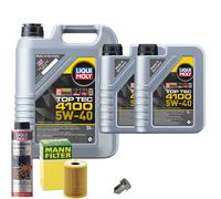 Motoröl 5W40 LIQUI MOLY 7L+MANN Ölfilter+Ölschlammspülung+Ölablassschraube