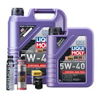 Motoröl 5W40 LIQUI MOLY Synthoil High Tech 6L+HENGST Ölfilter +Spülung +Cera Tec