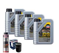 Motoröl 5W40 LIQUI MOLY Top Tec 4100 4L+BOSCH Ölfilter +Ölschlammspülung