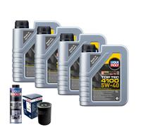Motoröl 5W40 LIQUI MOLY Top Tec 4100 4L+BOSCH Ölfilter +Spülung