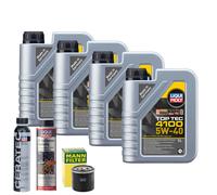 Motoröl 5W40 LIQUI MOLY Top Tec 4100 4L +MANN Ölfilter +Spülung +Cera Tec