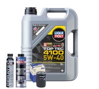 Motoröl 5W40 LIQUI MOLY Top Tec 4100 5L+MAHLE Ölfilter +Spülung +Cera Tec