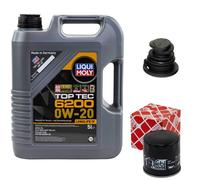 Motoröl Set 0W-20 5 Liter + Ölfilter + Schraube für Audi A4 Skoda Superb III 1.4