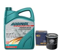 Motoröl Set 0W-20 Addinol 5 Liter + Ölfilter SM 106 für Toyota RAV 4 IV 2.0 4WD