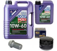 Motoröl Set 10W-60 LIQUI MOLY 6 Liter + Ölfilter + Schraube für Renault 19 I II