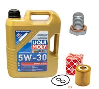 Motoröl Set 5W-30 5 Liter + Ölfilter + Ölablassschraube für BMW 5er 520i E60 E61