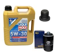 Motoröl Set 5W-30 5 Liter + Ölfilter + Ölablassschraube für Seat Exeo ST 1.8 2.0