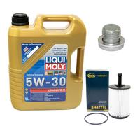Motoröl Set 5W-30 5 Liter + Ölfilter + Ölablassschraube für VW Tiguan 2.0 TDI 5N